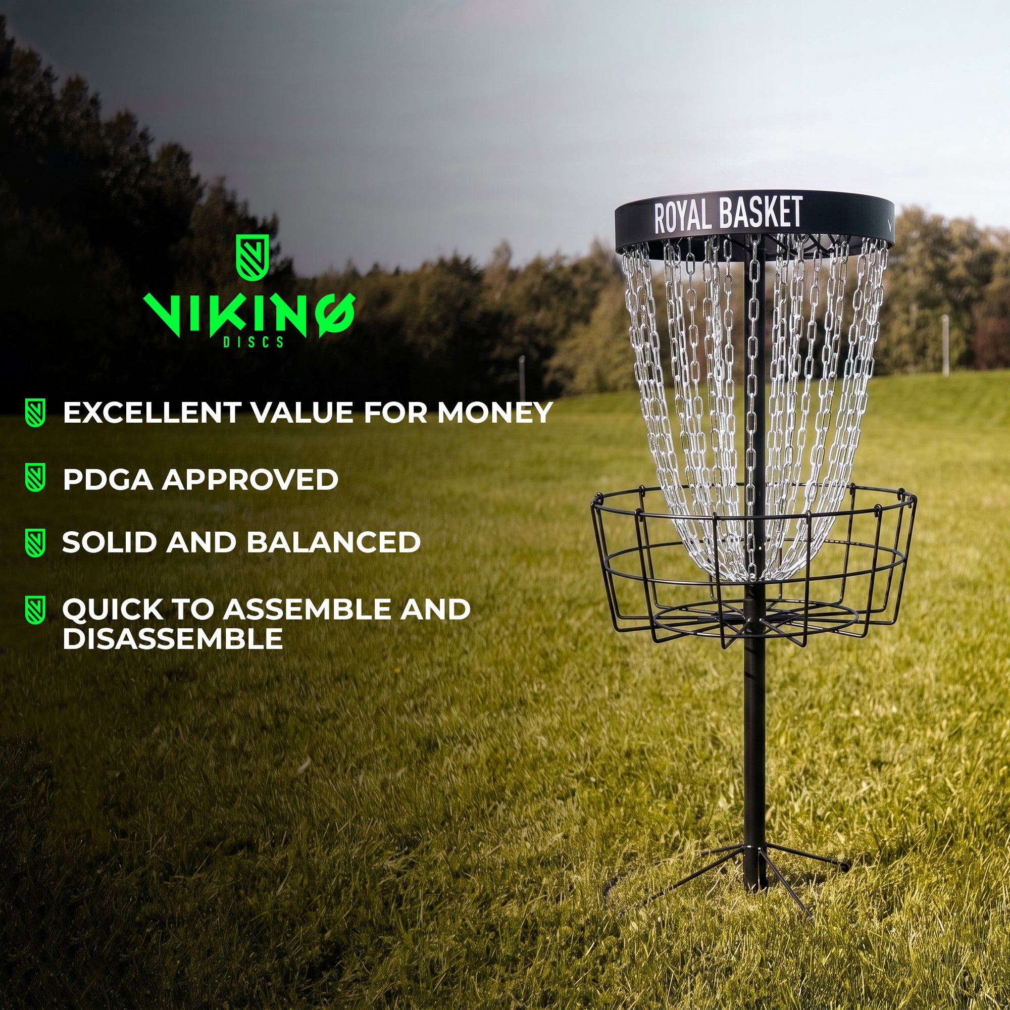 Viking Discs Royal Basket Disc Golf Basket, Black Edition